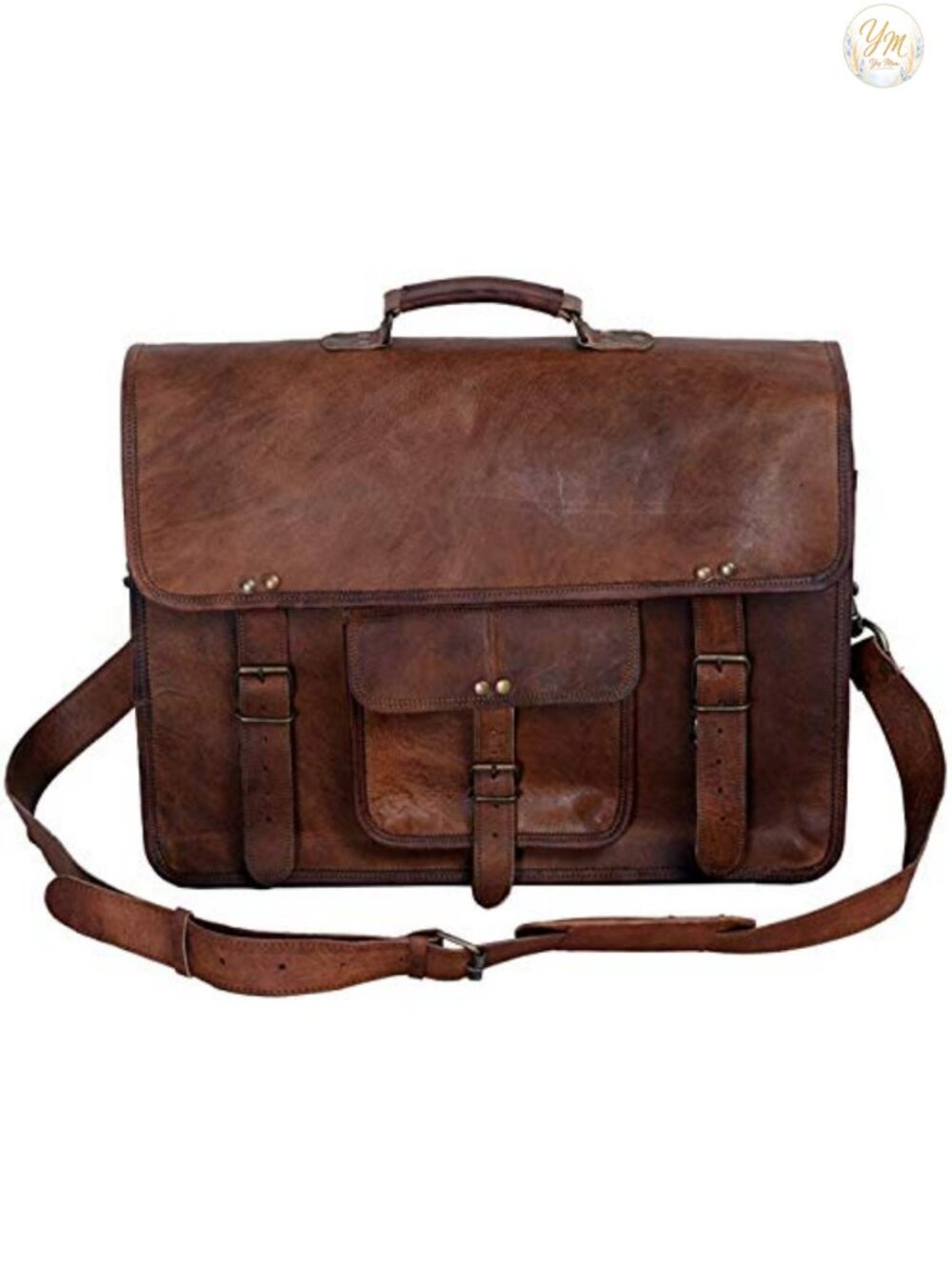 16 Inch Full Grain Leather Briefcase Messenger Laptop Bag Unisex